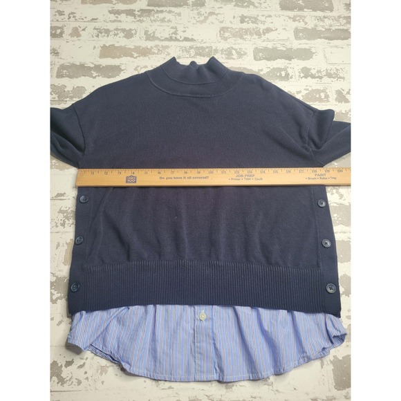 Talbots Petite Navy Sweater Striped Blue Shirt Women's Petite Medium - Picture 3 of 5